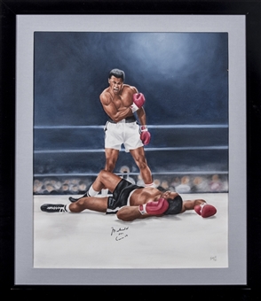 Muhammad Ali AKA Cassius Clay Autographed Painted Canvas of "Ali/Clay Over Liston" (PSA/DNA & JSA)